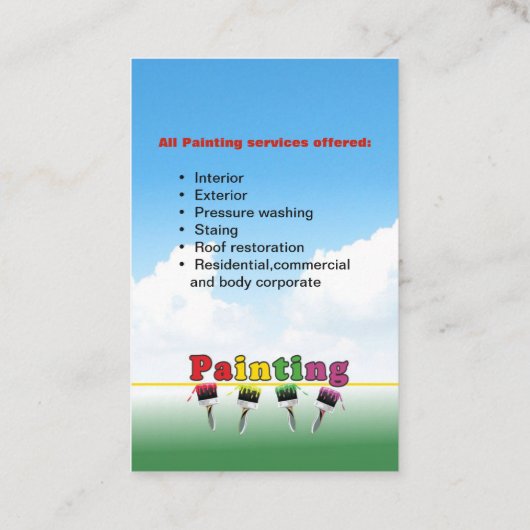 Carte De Visite Peinture de qualité (Dos)