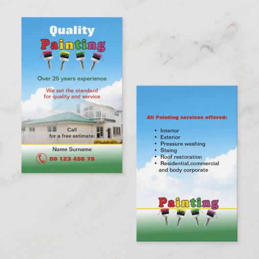 Carte De Visite Peinture de qualité (Devant / Derrière)
