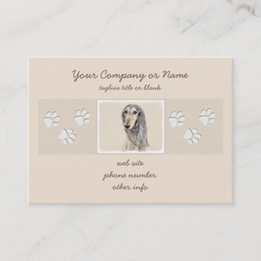 Carte De Visite Peinture de Saluki (Faune) - Cute Original Chien A (Devant)