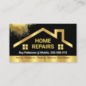 Carte De Visite Peinture de toit or élégant (Devant)