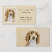 Carte De Visite Peinture d'espagnol Welsh Springer - Art original  (Devant / Derrière)