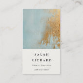 Carte De Visite Peinture d'huile d'or bleu classique (Devant)