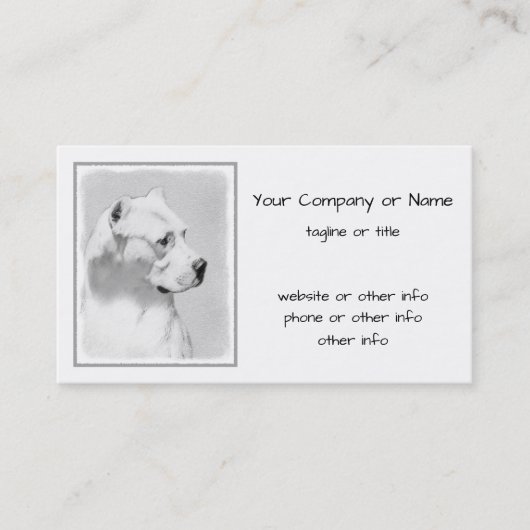 Carte De Visite Peinture Dogo Argentino - L'art original du chien (Devant)