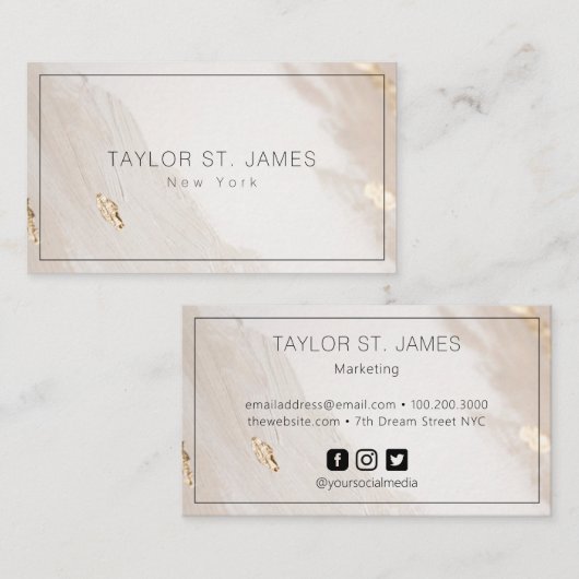 Carte De Visite Peinture dorée beige (Devant / Derrière)