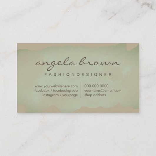 Carte De Visite Peinture douce à l'aquarelle Abstraite (Dos)