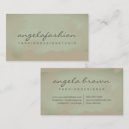 Carte De Visite Peinture douce à l'aquarelle Abstraite (Devant / Derrière)