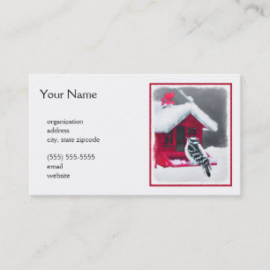 Carte De Visite Peinture Downy Woodpecker - Art original pour oise