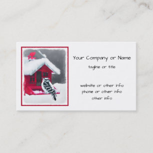 Carte De Visite Peinture Downy Woodpecker - Art original pour oise