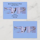 Carte De Visite Peinture Downy Woodpecker - Art original pour oise (Devant / Derrière)
