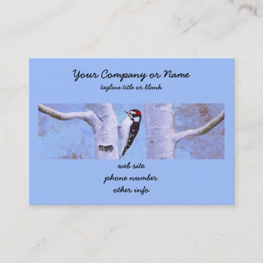 Carte De Visite Peinture Downy Woodpecker - Art original pour oise (Devant)