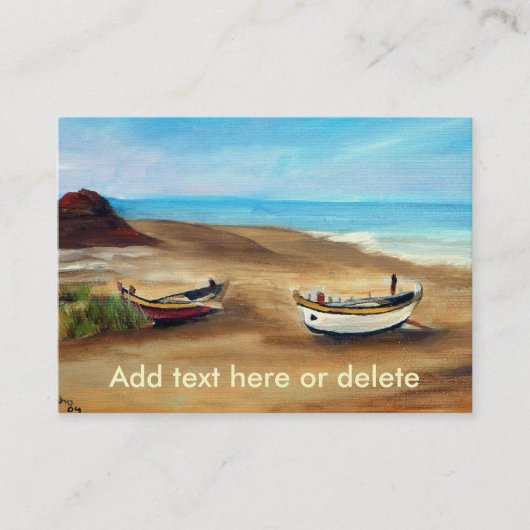 Carte De Visite Peinture d'un vieux bateau de pêche sur la plage (Devant)