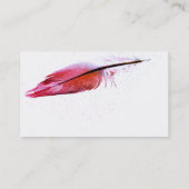 Carte De Visite peinture en plumes rose magenta sur blanc (Dos)