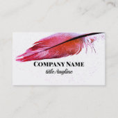 Carte De Visite peinture en plumes rose magenta sur blanc (Devant)