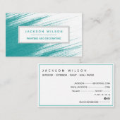 Carte De Visite Peinture et décoration bleu turquoise (Devant / Derrière)