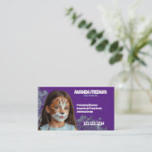 Carte De Visite Peinture faciale élégante Bleu et Violet (Debout devant)