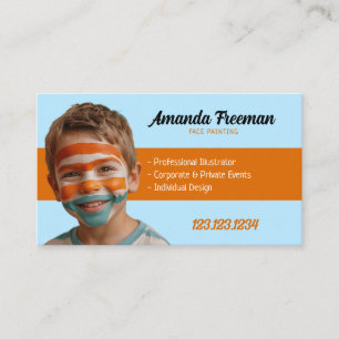 Carte De Visite Peinture faciale simple orange et bleu clair