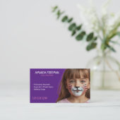 Carte De Visite Peinture faciale simple rose et violet pour enfant (Debout devant)