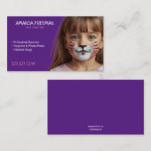 Carte De Visite Peinture faciale simple rose et violet pour enfant (Devant / Derrière)