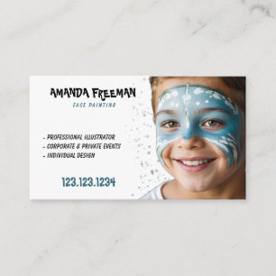 Carte De Visite Peinture faciale Unique Bleu & Blanc pour enfants