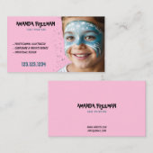 Carte De Visite Peinture faciale unique bleu et rose pour enfants (Devant / Derrière)