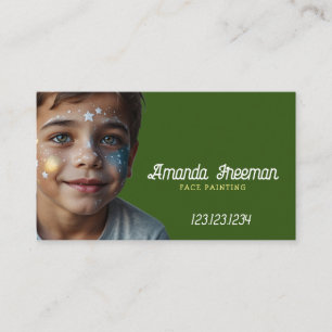 Carte De Visite Peinture faciale Unique Vert & Jaune Artiste