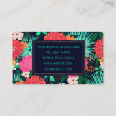 Carte De Visite Peinture florale assez vivante Conception bleu mar (Dos)