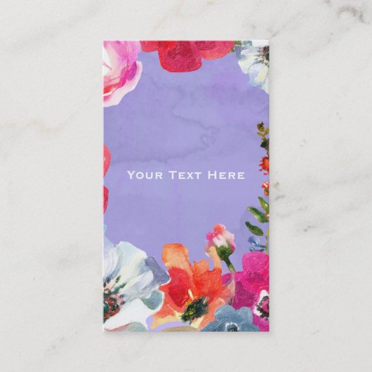 Carte De Visite Peinture florale moderne chic et violet gras (Devant)