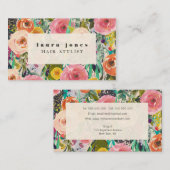 Carte De Visite Peinture florale moderne Modèle Styliste de cheveu (Devant / Derrière)