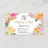 Carte De Visite Peinture florale rose vif (Devant)