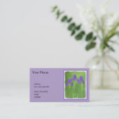 Carte De Visite Peinture Iris Violet - Art Fleur Originale (Debout devant)