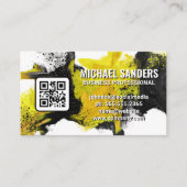 Carte De Visite Peinture jaune noire | Code QR (Devant)