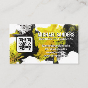 Carte De Visite Peinture jaune noire Code QR