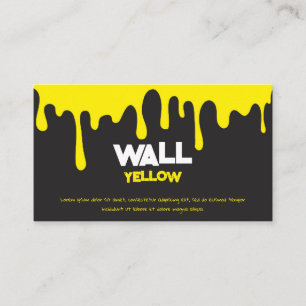 Carte De Visite Peinture jaune qui coule en fondant Encre éclabous