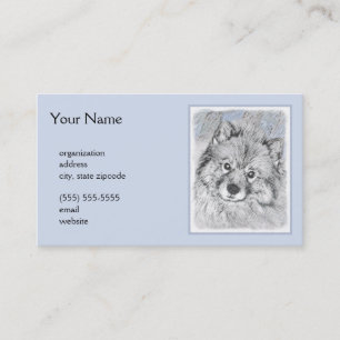 Carte De Visite Peinture Keeshond Beth - Joli art original chien