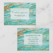 Carte De Visite Peinture Liquide Mint Or Abstrait en Marbre (Devant / Derrière)