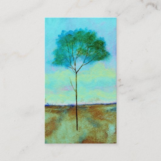 Carte De Visite Peinture maigre solitaire d'arbre d'art abstrait (Devant)