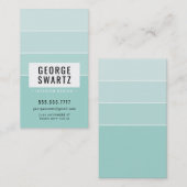 Carte De Visite PEINTURE MODERNE CHIP simple vert menthe (Devant / Derrière)