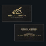 Carte De Visite Peinture moderne or & noir Service Maison Peintre<br><div class="desc">Ce carte de visite moderne et accrocheur vous positionne instantanément comme un professionnel de la peinture de haut niveau. Les somptueux accents dorés et le design noir audacieux transmettent un sens de l'expertise et de la qualité qui fera prendre conscience aux clients potentiels. Avec de l'espace pour mettre en valeur...</div>