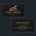 Carte De Visite Peinture moderne or & noir Service Maison Peintre<br><div class="desc">Ce carte de visite moderne et accrocheur vous positionne instantanément comme un professionnel de la peinture de haut niveau. Les somptueux accents dorés et le design noir audacieux transmettent un sens de l'expertise et de la qualité qui fera prendre conscience aux clients potentiels. Avec de l'espace pour mettre en valeur...</div>