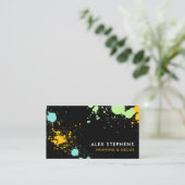 Carte De Visite Peinture noire turquoise jaune vert (Debout devant)