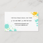 Carte De Visite Peinture noire turquoise jaune vert (Dos)