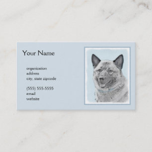 Carte De Visite Peinture norvégienne Elkhound - Art original Chien