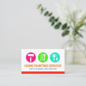 Carte De Visite Peinture Outil Pinceau Couleurs néon (Debout devant)