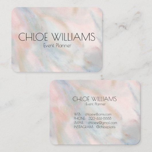 Carte De Visite Peinture Pastel douce Abstraite Brushstrokes rose (Devant / Derrière)