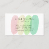Carte De Visite Peinture pastel douce Aquarelle Abstraite de pince (Dos)