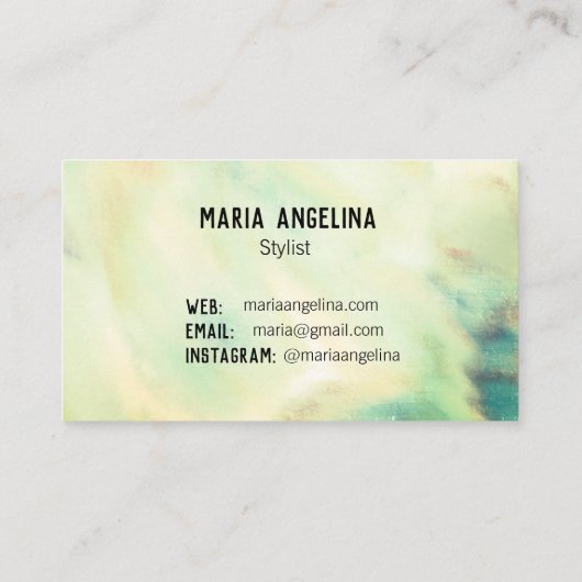 Carte De Visite Peinture pastel douce vert abstrait (Dos)