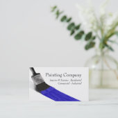 Carte De Visite Peinture Peintre Service Société Pinceau Bleu (Debout devant)