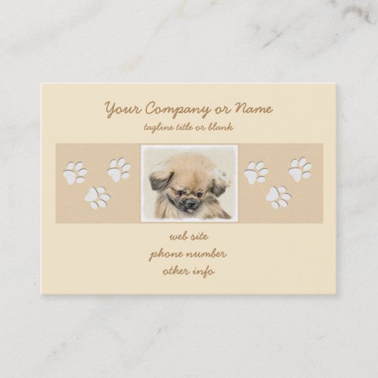 Carte De Visite Peinture Pekingese - Cute Original Chien Art (Devant)