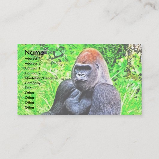 Carte De Visite Peinture photo de Silverback Gorilla (Devant)