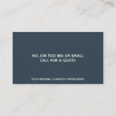 Carte De Visite Peinture professionnelle Indigo bleu personnalisé (Dos)